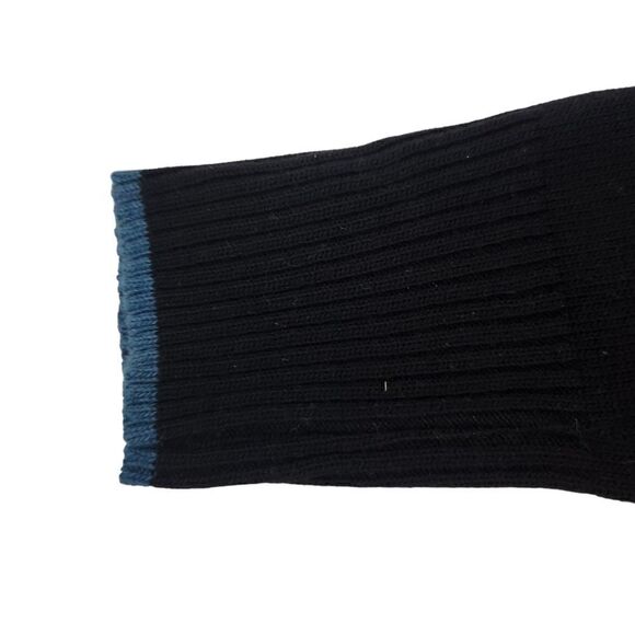 Dino Gaspari Black Ribbed Knit Dress with Collar Medium Faux Leather Pocket - Picture 4 of 15